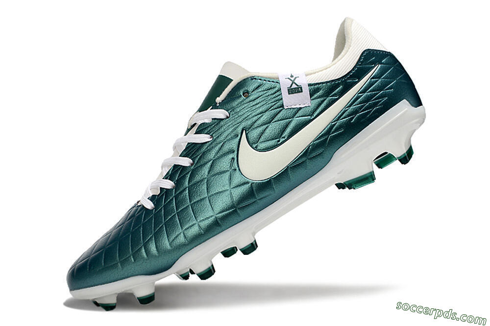 Nike Tiempo Legend 10 Academy FG Low-Tops Football Boots - Green/Beige/White 5