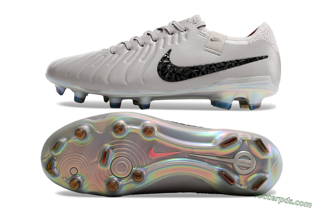 Nike Tiempo Legend 10 Elite FG Low-Tops Football Boots - Grey/Black/Gold 0