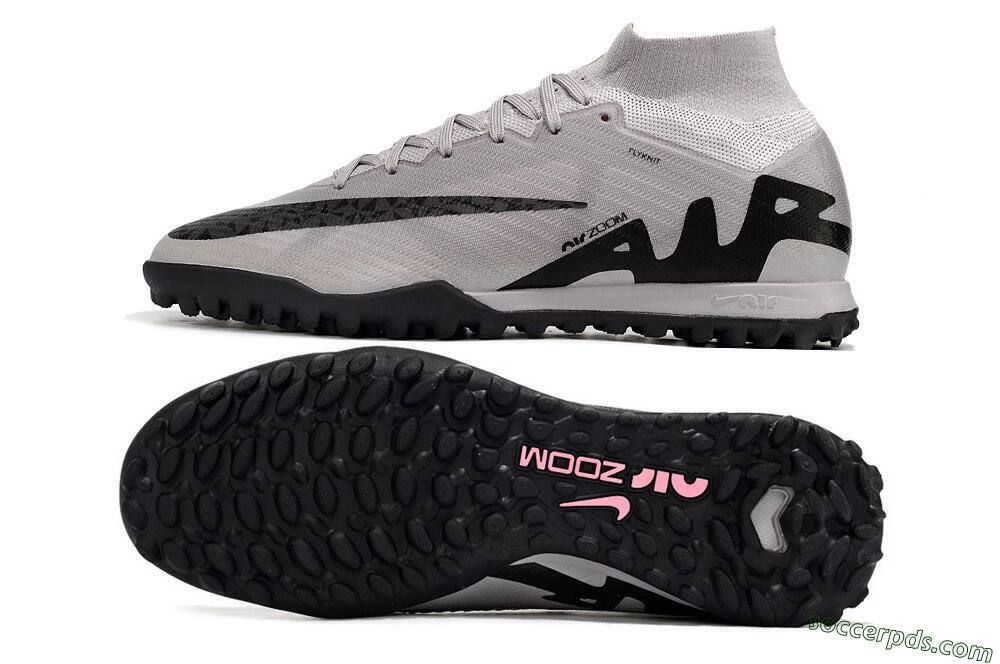 Nike Air Zoom Mercurial Superfly 9 Elite TF High-Tops Football Shoes - Grey/Black/Pink 0