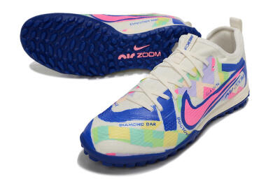 Nike Air Zoom Mercurial Vapor 15 Pro TF Low-Tops Football Shoes - White/Pink/Blue/Yellow