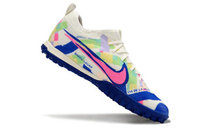 Nike Air Zoom Mercurial Vapor 15 Pro TF Low-Tops Football Shoes - White/Pink/Blue/Yellow