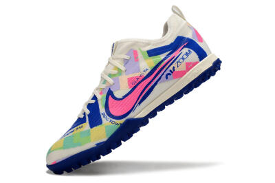 Nike Air Zoom Mercurial Vapor 15 Pro TF Low-Tops Football Shoes - White/Pink/Blue/Yellow