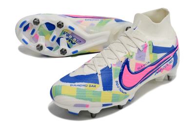Nike Air Zoom Mercurial Superfly 9 Elite SG High-Tops Football Boots - White/Pink/Blue/Yellow