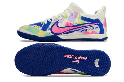 Nike Air Zoom Mercurial Vapor 15 Pro IC Low-Tops Football Shoes - White/Pink/Blue/Yellow
