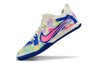 Nike Air Zoom Mercurial Vapor 15 Pro IC Low-Tops Football Shoes - White/Pink/Blue/Yellow