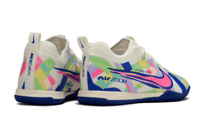 Nike Air Zoom Mercurial Vapor 15 Pro IC Low-Tops Football Shoes - White/Pink/Blue/Yellow