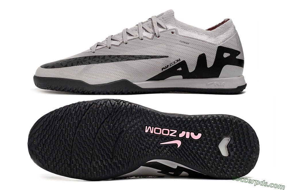 Nike Air Zoom Mercurial Vapor 15 Elite IC Low-Tops Football Shoes - Grey/Black/Pink 0