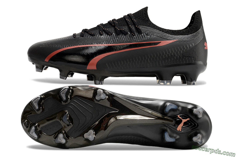 Puma Ultra Ultimate FG Low-Tops Football Boots - Black/Red 0