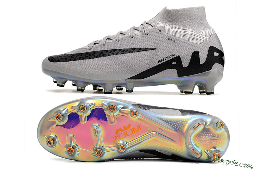 Nike Air Zoom Mercurial Superfly 9 Elite AG High-Tops Football Boots - Grey/Black/Gold 0