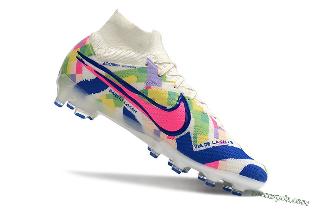 Nike Air Zoom Mercurial Superfly 9 Elite AG High-Tops Football Boots - White/Pink/Blue/Yellow 4