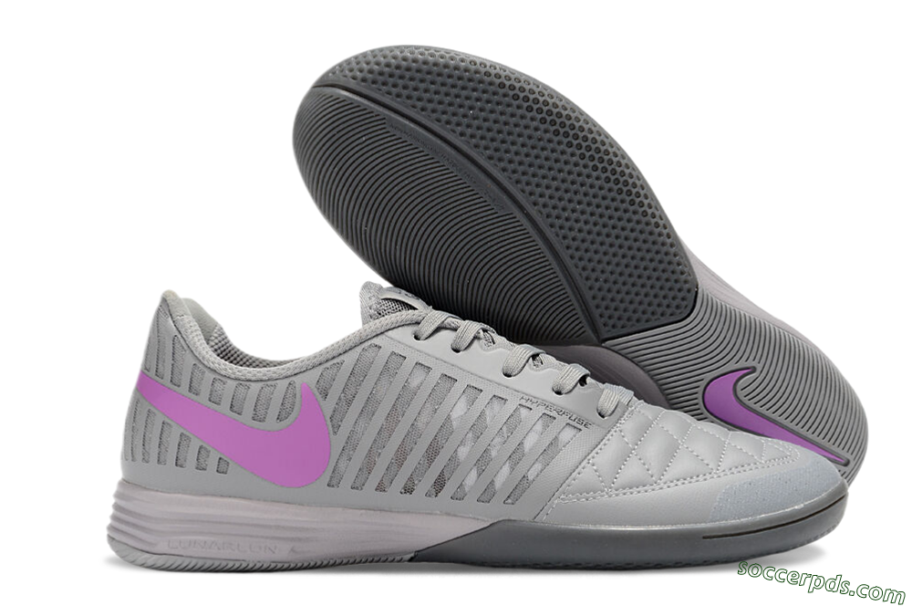 Nike Lunar Gato 2 IC Low-Tops Football Shoes - Grey/Purple/White 1