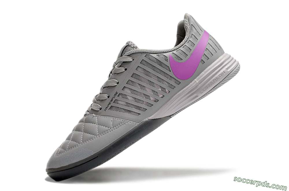 Nike Lunar Gato 2 IC Low-Tops Football Shoes - Grey/Purple/White 5