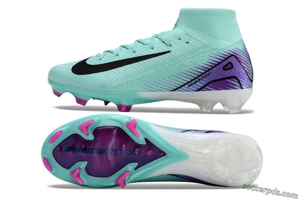 Nike Air Zoom Mercurial Superfly 10 Elite FG High-Tops Football Boots - Jade/Black/Purple 0