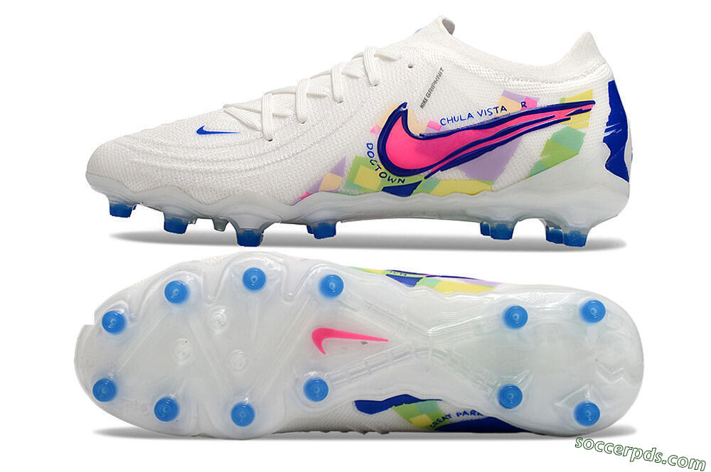 Nike Phantom Luna Elite AG Low-Tops Football Boots - White/Pink/Blue 0