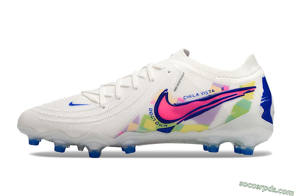 Nike Phantom Luna Elite AG Low-Tops Football Boots - White/Pink/Blue 2