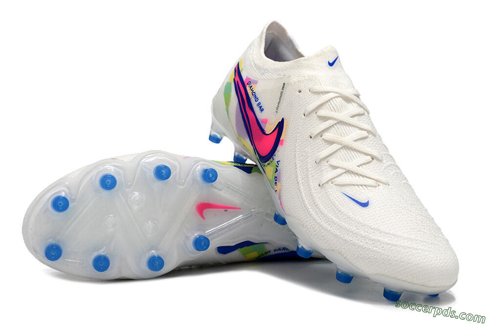 Nike Phantom Luna Elite AG Low-Tops Football Boots - White/Pink/Blue 3