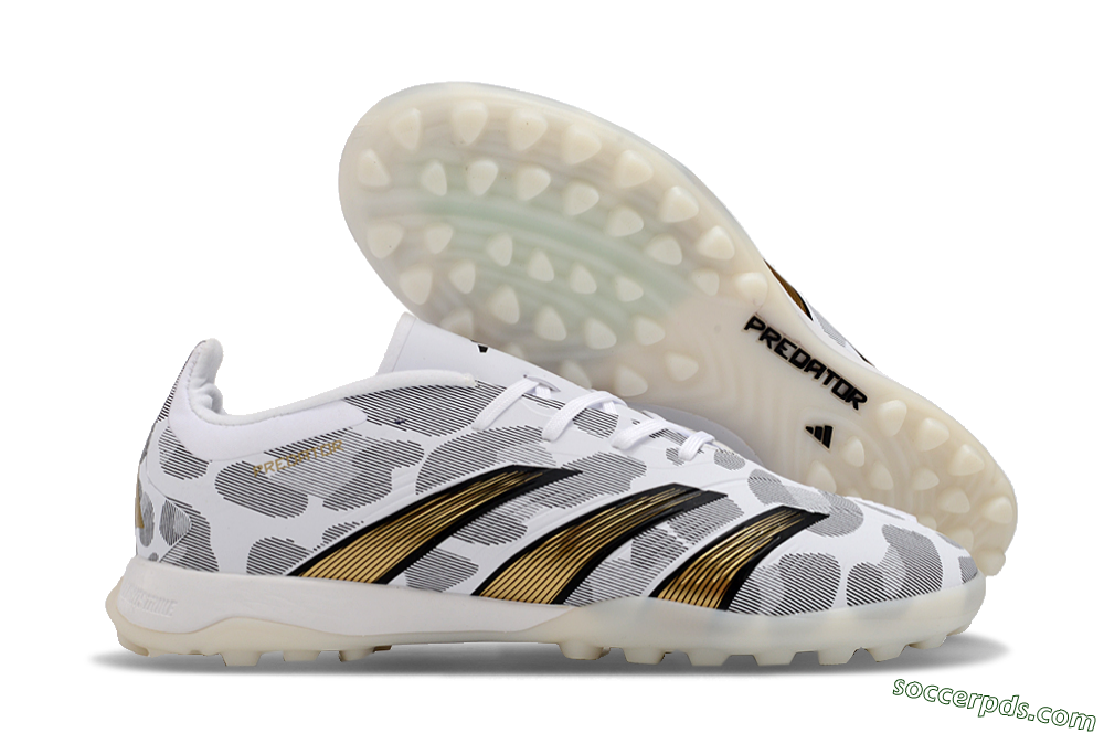 Adidas Predator 24 Elite TF Low-Tops Football Shoes - White/Black/Gold 1