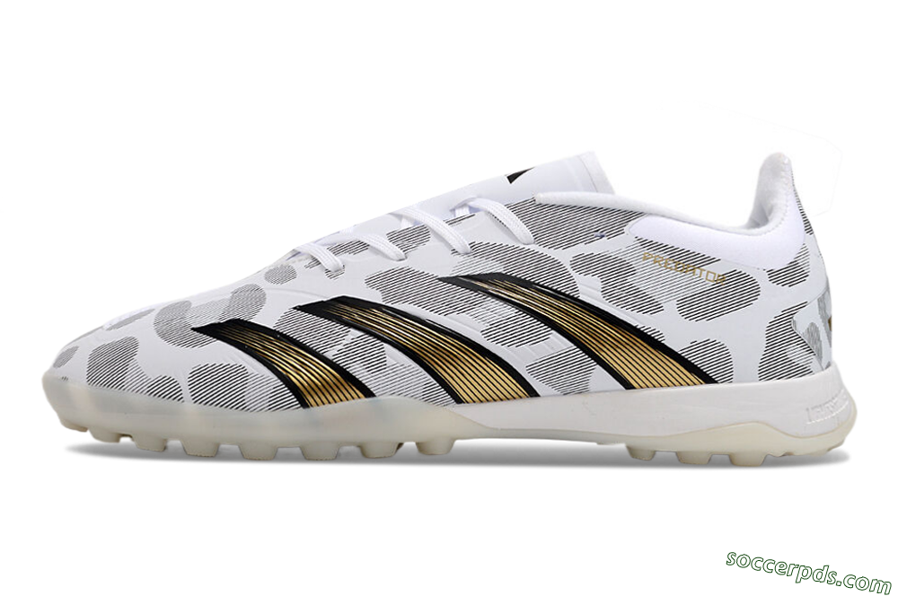 Adidas Predator 24 Elite TF Low-Tops Football Shoes - White/Black/Gold 2