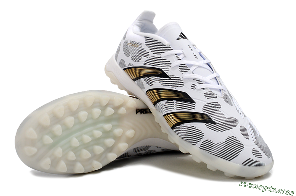 Adidas Predator 24 Elite TF Low-Tops Football Shoes - White/Black/Gold 3