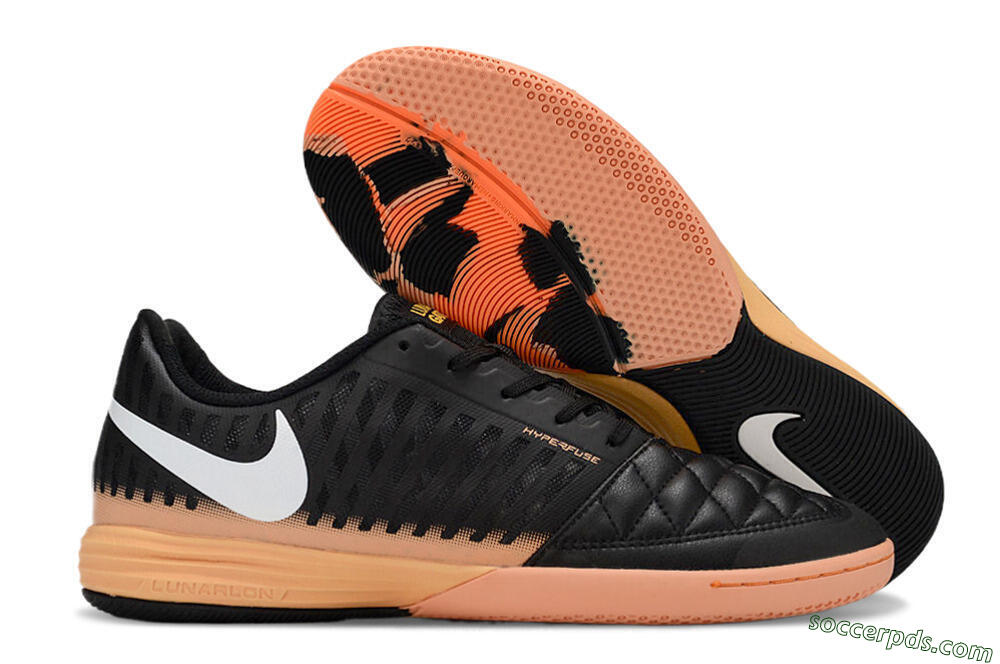 Nike Lunar Gato 2 IC Low-Tops Football Shoes - Black/White/Yellow 1