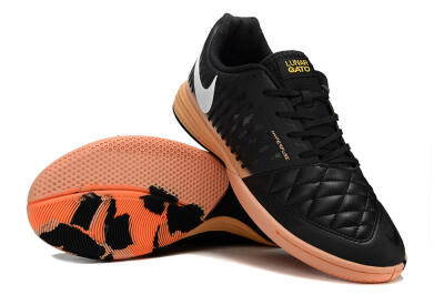 Nike Lunar Gato 2 IC Low-Tops Football Shoes - Black/White/Yellow