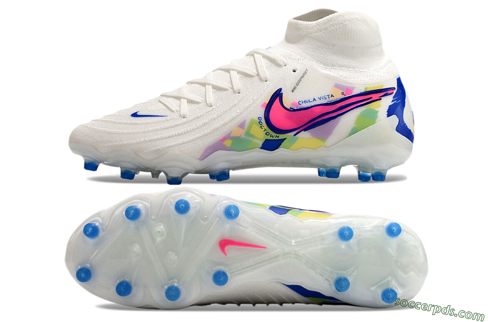 Nike Phantom Luna Elite AG High-Tops Football Boots - White/Blue/Pink/Yellow 0