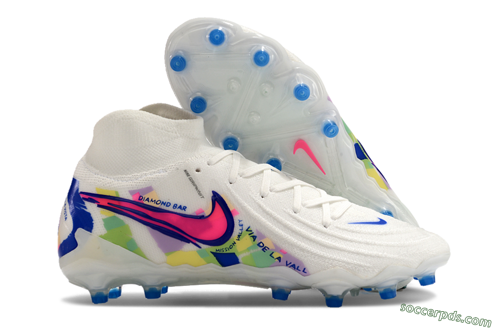 Nike Phantom Luna Elite AG High-Tops Football Boots - White/Blue/Pink/Yellow 1