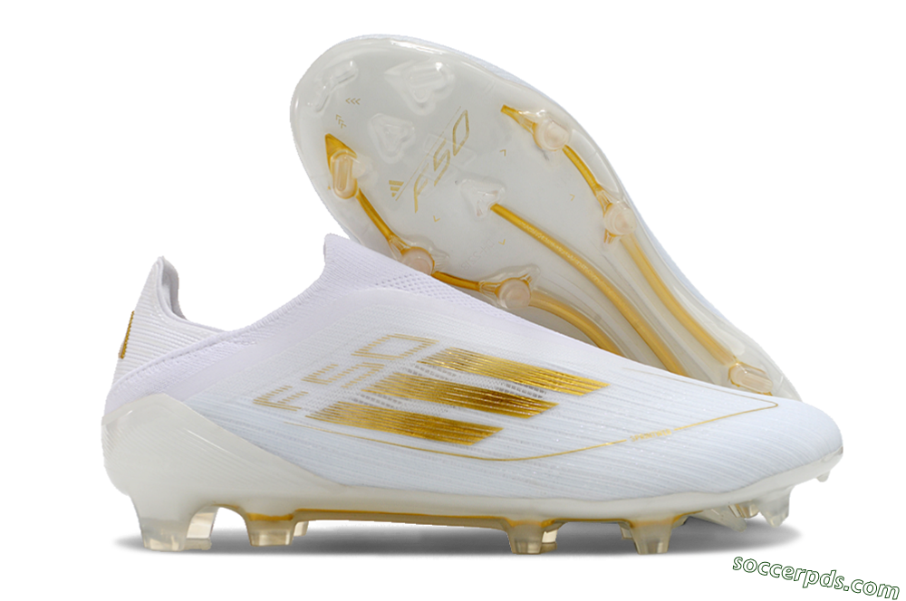 Adidas F50+ Adizero FG Low-Tops Football Boots - White/Gold 1