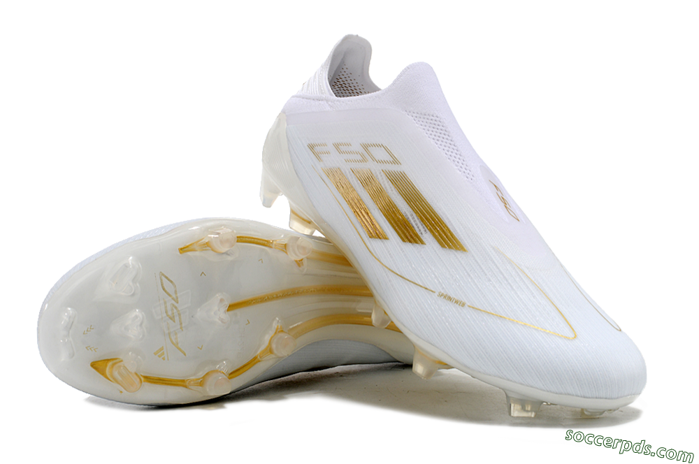 Adidas F50+ Adizero FG Low-Tops Football Boots - White/Gold 3