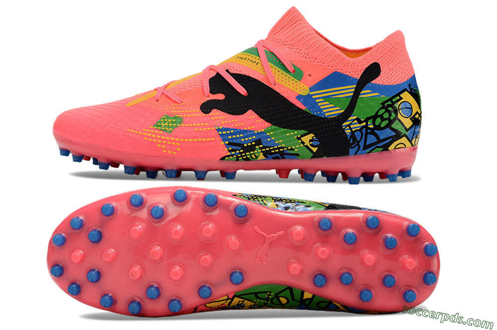 Puma Future Ultimate MG Low-Tops Football Boots - Pink/Blue/Green/Yellow 0