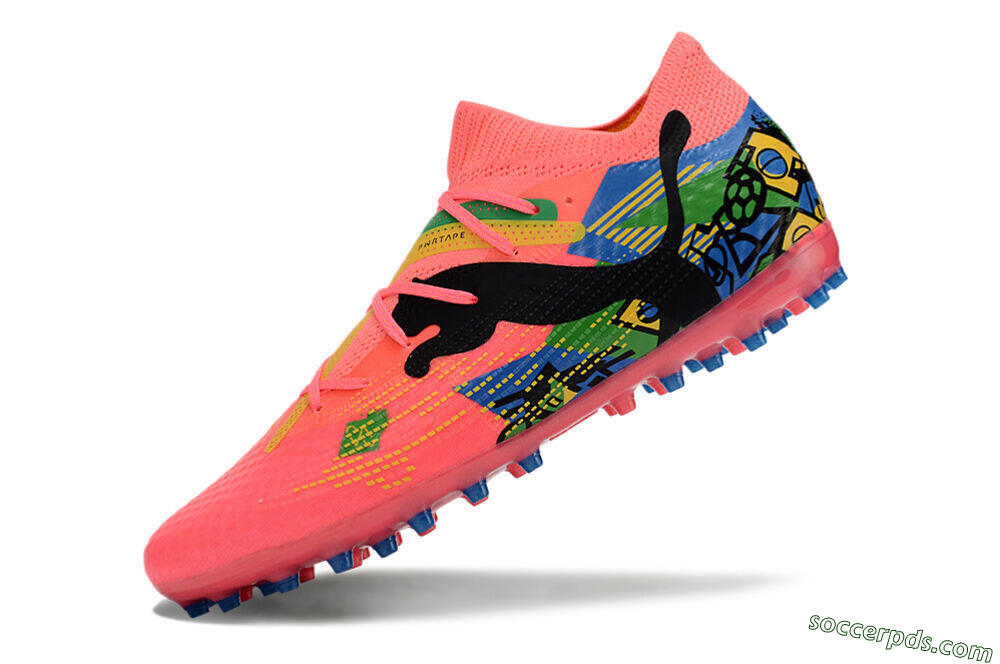 Puma Future Ultimate MG Low-Tops Football Boots - Pink/Blue/Green/Yellow 5