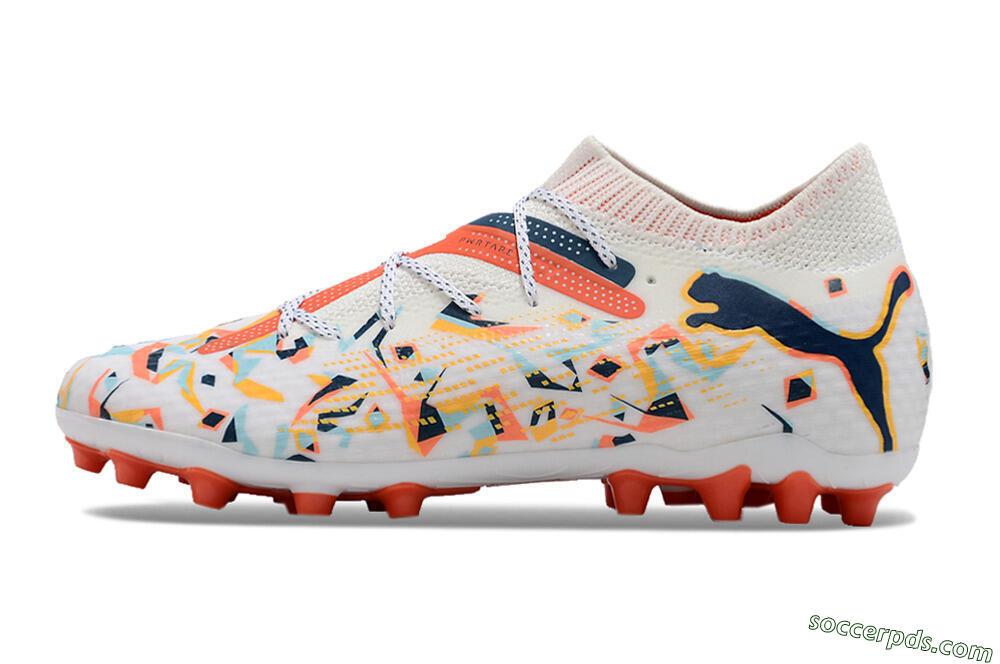 Puma Future Ultimate MG Low-Tops Football Boots - White/Blue/Yellow 2