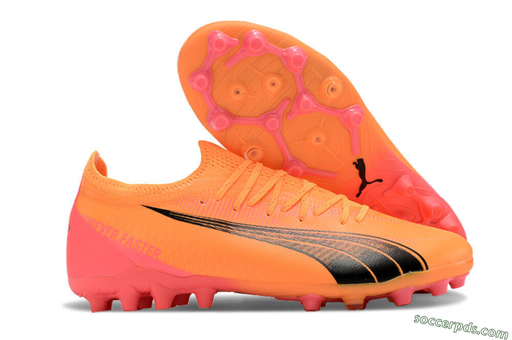 Puma Ultra Ultimate MG Low-Tops Football Boots - Yellow/Black/Pink 1