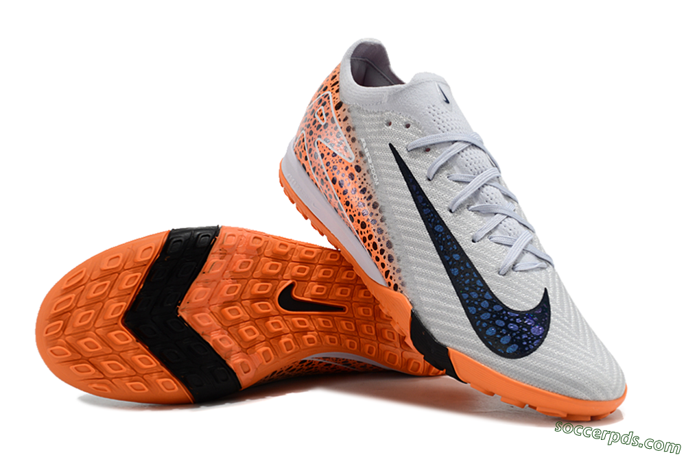 Nike Air Zoom Mercurial Vapor 15 Elite TF Low-Tops Football Shoes - Grey/Orange/Black 3