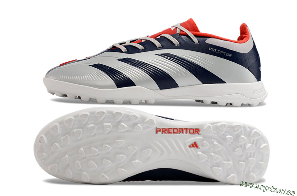 Adidas Predator 24 Elite TF Low-Tops Football Shoes - Silver/Blue/Red 0