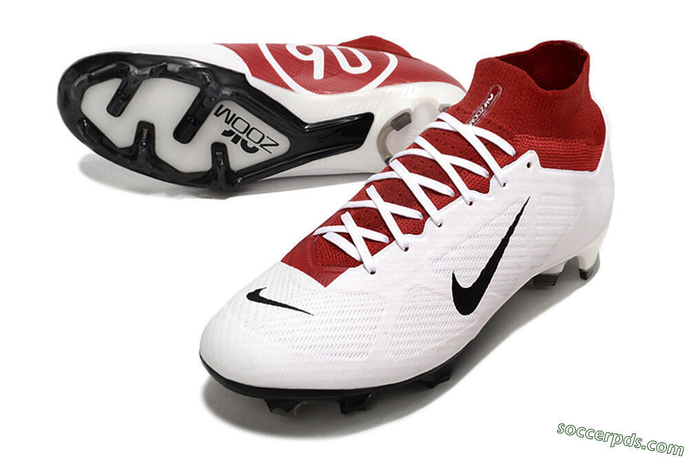 Nike Air Zoom Mercurial Superfly 9 Elite FG High-Tops Football Boots - White/Black/Red 3