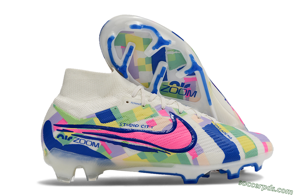 Nike Air Zoom Mercurial Superfly 9 Elite FG High-Tops Football Boots - White/Rainbow 1
