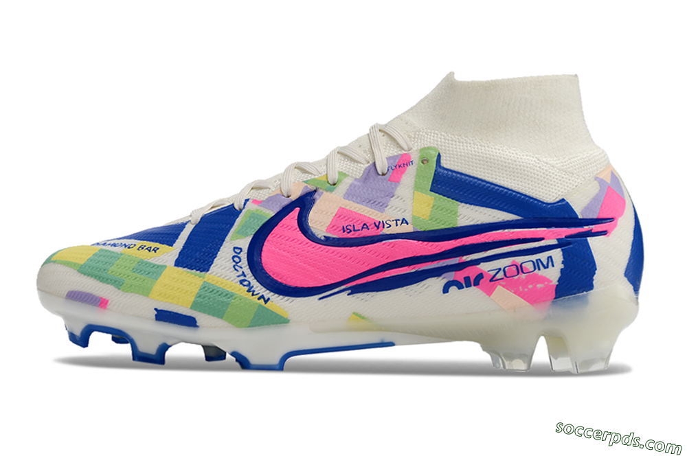 Nike Air Zoom Mercurial Superfly 9 Elite FG High-Tops Football Boots - White/Rainbow 2