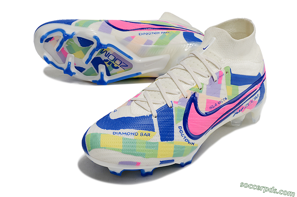 Nike Air Zoom Mercurial Superfly 9 Elite FG High-Tops Football Boots - White/Rainbow 3