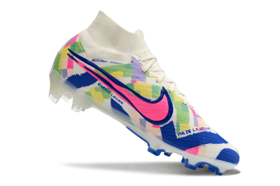 Nike Air Zoom Mercurial Superfly 9 Elite FG High-Tops Football Boots - White/Rainbow