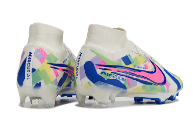 Nike Air Zoom Mercurial Superfly 9 Elite FG High-Tops Football Boots - White/Rainbow