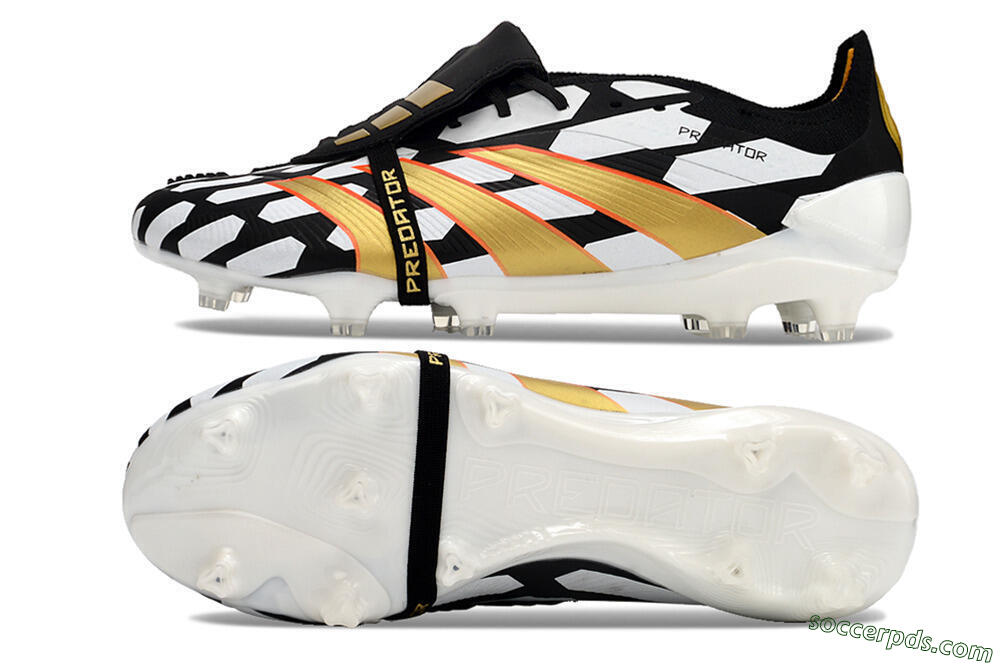 Adidas Predator Elite Foldover Tongue FG Low-Tops Football Boots - Black/White/Gold 0