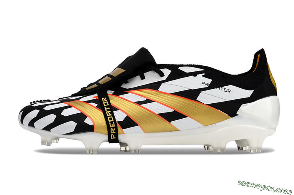 Adidas Predator Elite Foldover Tongue FG Low-Tops Football Boots - Black/White/Gold 2