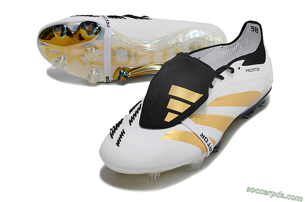 Adidas Predator Elite Foldover Tongue FG Low-Tops Football Boots - White/Gold/Black 3