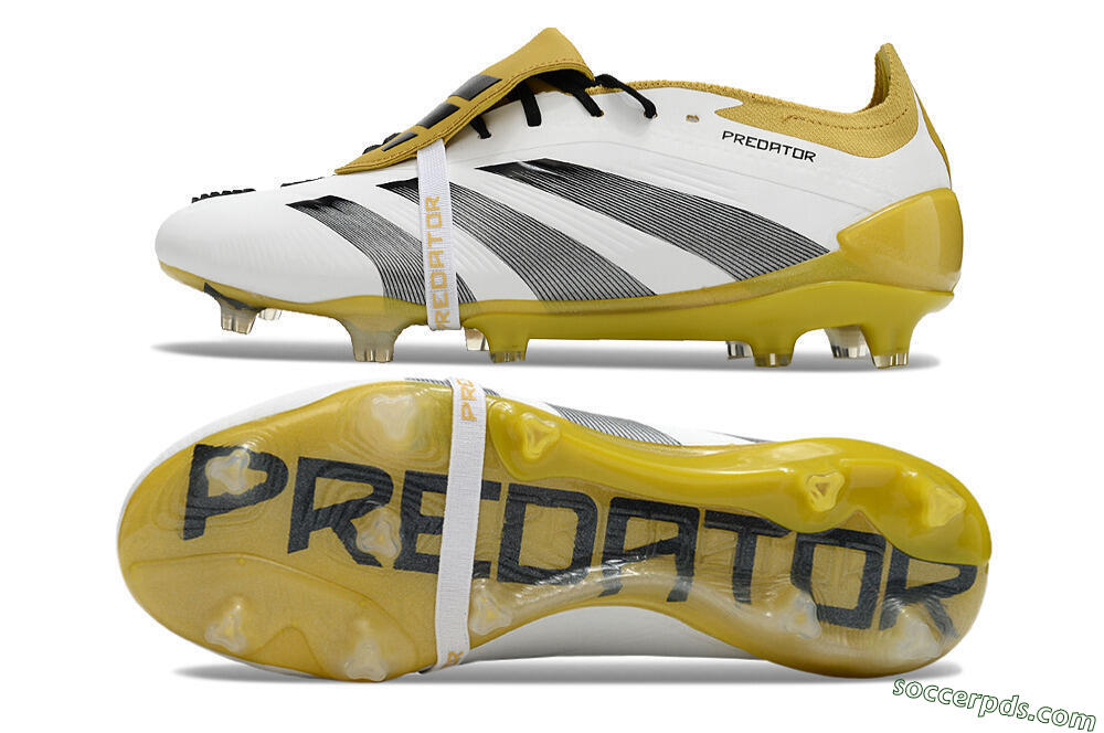 Adidas Predator Elite Foldover Tongue FG Low-Tops Football Boots - White/Black/Yellow 0