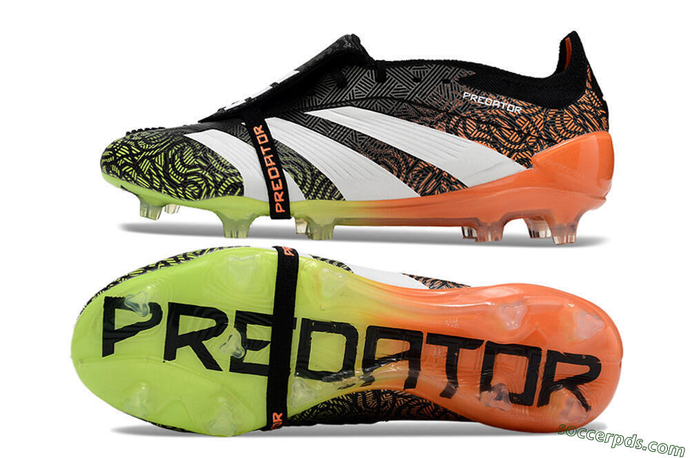 Adidas Predator Elite Foldover Tongue FG Low-Tops Football Boots - Black/White/Green 0