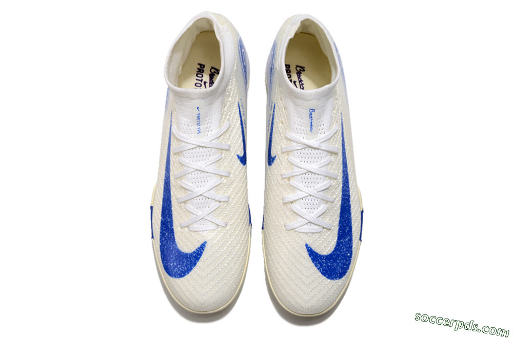 Nike Air Zoom Mercurial Superfly 10 Elite TF High-Tops Football Shoes - Beige/Blue 4