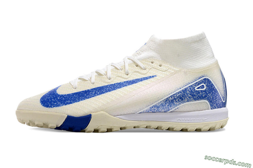 Nike Air Zoom Mercurial Superfly 10 Elite TF High-Tops Football Shoes - Beige/Blue 2