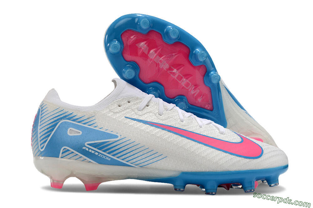 Nike Air Zoom Mercurial Vapor 16 Elite AG Low-Tops Football Boots - White/Pink/Blue 1
