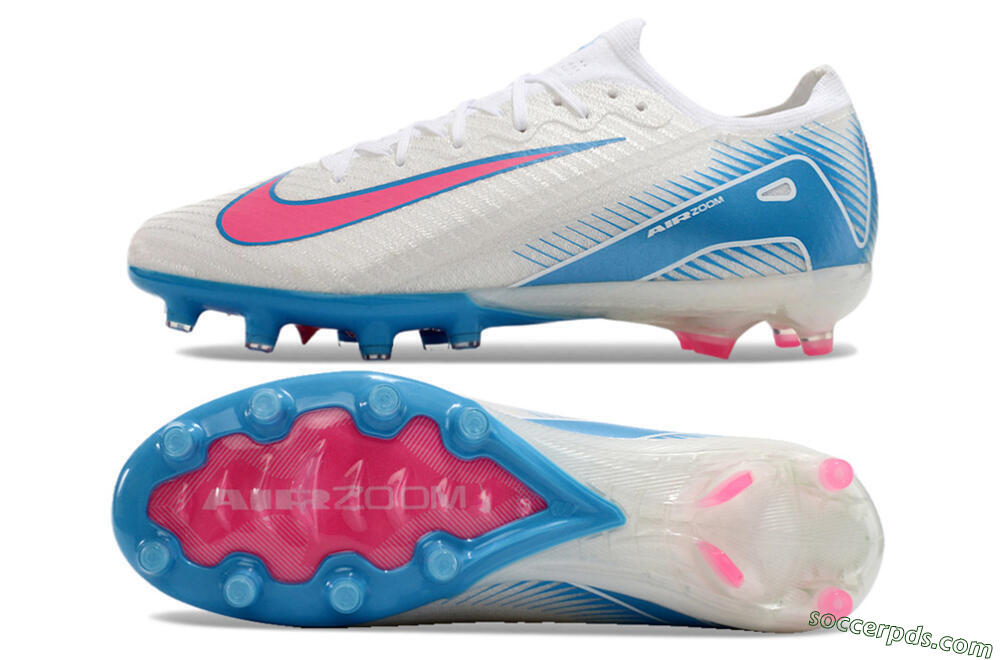 Nike Air Zoom Mercurial Vapor 16 Elite AG Low-Tops Football Boots - White/Pink/Blue 0
